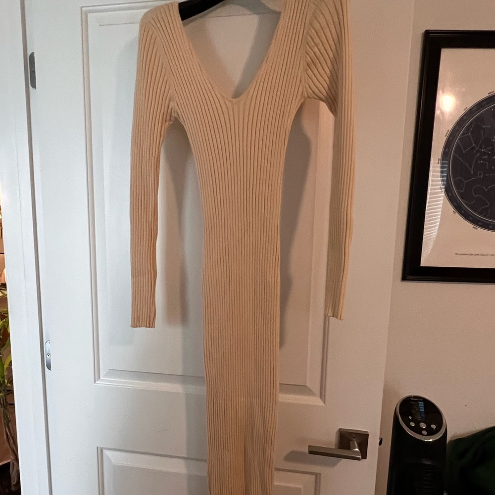 Cream/Off-white knit sweater dress - Fashion Nova